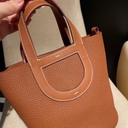 【新作】豚鼻モチーフ バスケットバッグ In the loop｜37 ゴールド 大人の濃いゴールドブラウンバッグ
