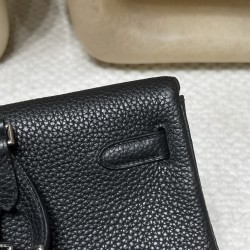【新入荷】エルメス ケリー アド ダブルショルダーバッグ クレマンス革 89 ブラック シルバークランプ 学園風 若々しい