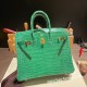 エルメスバーキン 25センチポロサスマットporous Crocodile 1L/Cactus カクタスゴールド金具  全手縫いbirkin25-003