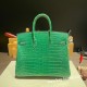 エルメスバーキン 25センチポロサスマットporous Crocodile 1L/Cactus カクタスゴールド金具  全手縫いbirkin25-003