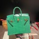 エルメスバーキン 25センチポロサスマットporous Crocodile 1L/Cactus カクタスゴールド金具  全手縫いbirkin25-003