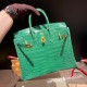 エルメスバーキン 25センチポロサスマットporous Crocodile 1L/Cactus カクタスゴールド金具  全手縫いbirkin25-003