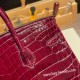 エルメスバーキン 25センチニロティカス Crocodile Niloticus57 Bordeaux ボルドーゴールド金具   全手縫いbirkin25-006