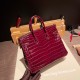 エルメスバーキン 25センチニロティカス Crocodile Niloticus57 Bordeaux ボルドーゴールド金具   全手縫いbirkin25-006