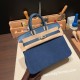 エルメスバーキン 25センチChamois 08 / bleu royal  ブルーロワイヤルシルバー金具 全手縫いbirkin25-022