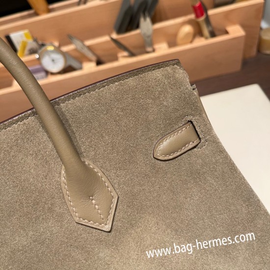 エルメスバーキン 25センチChamois 18/Étoupe Grey グリエレファント シルバー金具 全手縫いbirkin25-023