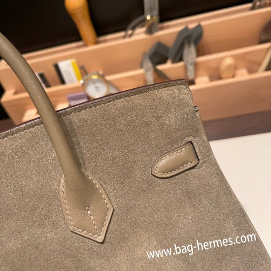 エルメスバーキン 25センチChamois 18/Étoupe Grey グリエレファント シルバー金具 全手縫いbirkin25-024