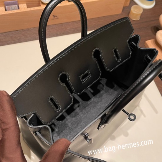 エルメスバーキン 25センチbox So black ブラックシルバー金具 全手縫いbirkin25-025