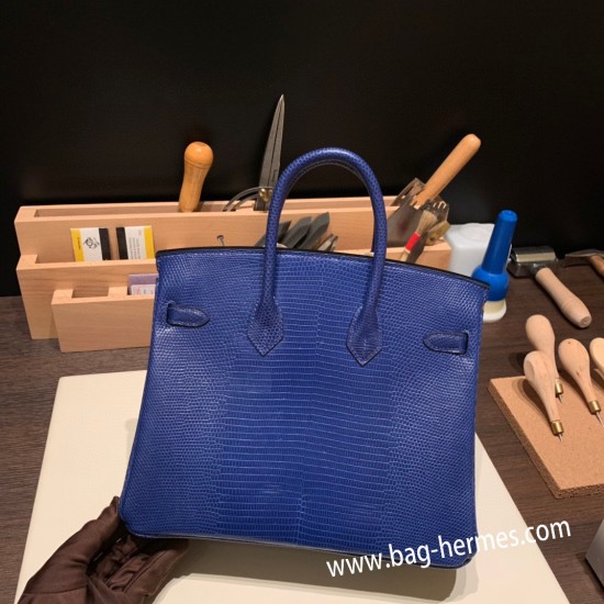 エルメスバーキン 25センチLizard リザードナチュラ73/Blue Saphir  ブルーサフィールゴールド金具  全手縫いbirkin25-030