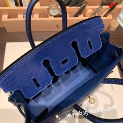 エルメスバーキン 25センチLizard リザードナチュラ73/Blue Saphir  ブルーサフィールゴールド金具  全手縫いbirkin25-030