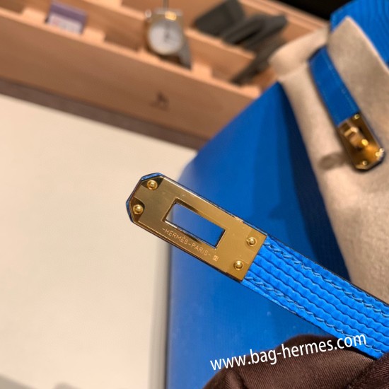 エルメスバーキン 25センチLizard リザードナチュラT7/Blue Hydra  ブルーイドラゴールド金具  全手縫いbirkin25-033