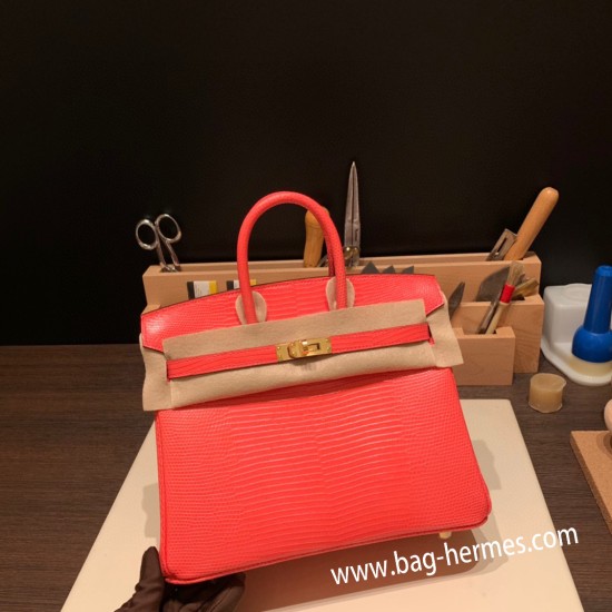 エルメスバーキン 25センチLizard リザードナチュラT5/Rose Jaipur  ローズジャイプールゴールド金具  全手縫いbirkin25-036