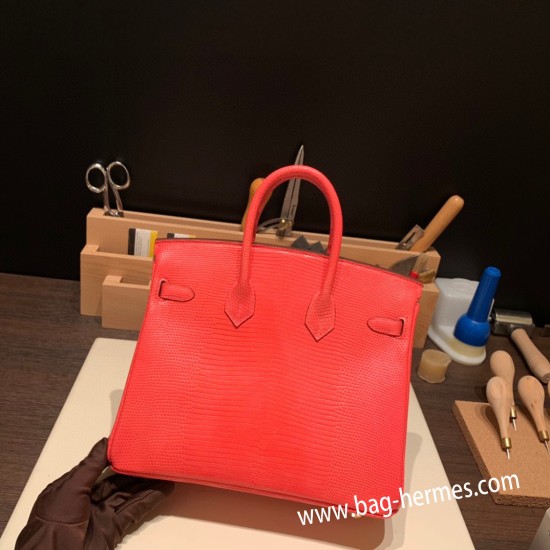 エルメスバーキン 25センチLizard リザードナチュラT5/Rose Jaipur  ローズジャイプールゴールド金具  全手縫いbirkin25-036