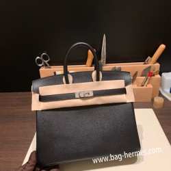 エルメスバーキン 25センチヴォーエプソン Epsom 89/ Black ブラックシルバー金具 全手縫いbirkin25-043