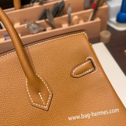 エルメスバーキン 25センチヴォーエプソン Epsom 37 /Gold ゴールドシルバー金具 全手縫いbirkin25-048