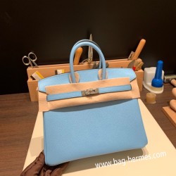 エルメスバーキン 25センチヴォーエプソン Epsom  セレスト7N/Celesteゴールド金具  全手縫いbirkin25-066