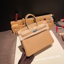 エルメスバーキン 25センチスイフト swift チャイ0M/Chai シルバー金具 全手縫いbirkin25-074