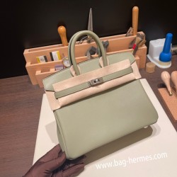 エルメスバーキン 25センチスイフト swift セージ Q1/ Sauge シルバー金具 全手縫いbirkin25-077