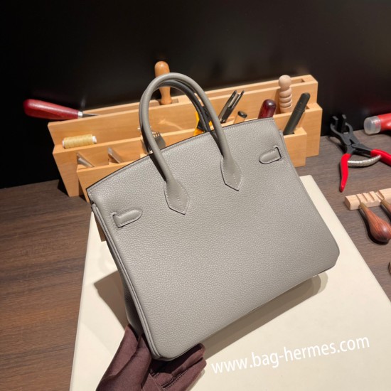 エルメスバーキン 25センチトゴ Togo グリメイヤー0L/ Gris Meyer シルバー金具 全手縫いbirkin25-115