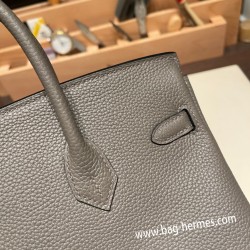 エルメスバーキン 25センチトゴ Togo エタン8F/Etain シルバー金具 全手縫いbirkin25-118