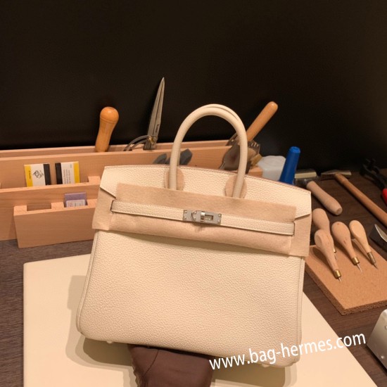 エルメスバーキン 25センチトゴ Togo クレnew stock  10/ Craie シルバー金具 全手縫いbirkin25-133