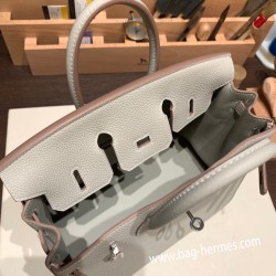 エルメスバーキン 25センチトゴ Togo パールグレーnew stock  80/Pearl Grey シルバー金具 全手縫いbirkin25-141