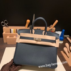 エルメスバーキン 25センチトゴ Togo ヴェールシプレス X ディープブルー 6O/Vert Cypres & S4 /Deep Blue シルバー金具 全手縫いbirkin25-147