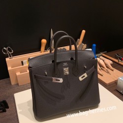 エルメスバーキン 25センチトゴ Togo ゴールド37/Gold & 46 /Ebene シルバー金具 全手縫いbirkin25-160