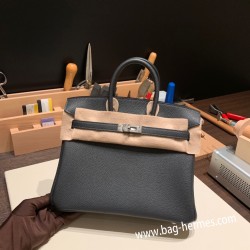 エルメスバーキン 25センチトゴ Togo グラファイト88/ Graphite シルバー金具 全手縫いbirkin25-164