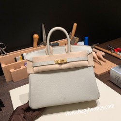 エルメスバーキン 25センチトゴ Togo パールグレー80/Pearl Grey ゴールド金具  全手縫いbirkin25-167