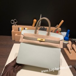 エルメスバーキン 25センチシェブルミゾル  Chevre パールグレー X エトゥープ80 /Pearl Grey&18/Étoupe Grey ゴールド金具  全手縫いbirkin25-169