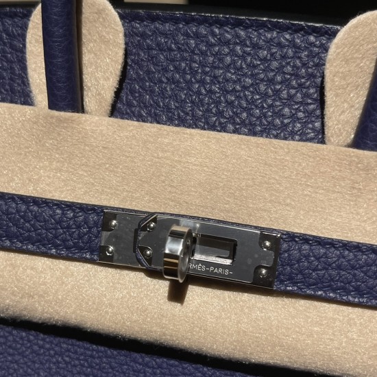 【バーキン 25cm トゴ】M3 ブルーアンクル ×93 オレンジ シルバー金具 大胆なカラーコントラストのハイクラスバッグ