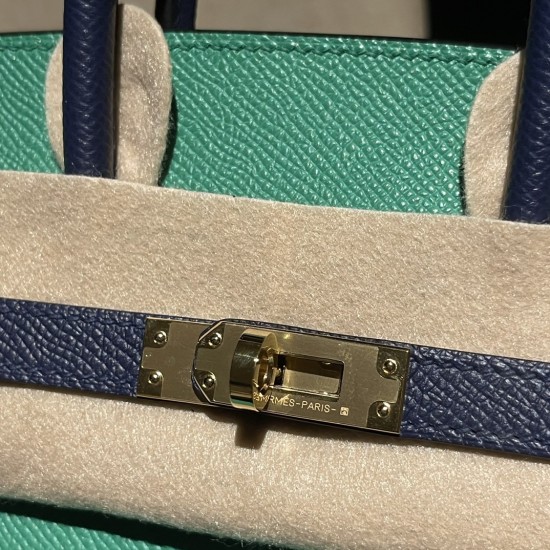 【エルメス】バーキン 25 ヴォーエプソン 1K バンブー ×73 ブルーサフィール ゴールド金具|爽やかなツートンカラー エレガントな日常バッグ 【エルメス】バーキン 25 ヴォーエプソン 1K バンブー ×73 ブルーサフィール ゴールド金具|爽やかなツートンカラー エレガントな日常バッグ
