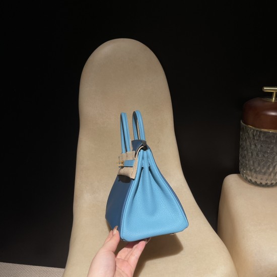 【新入荷】エルメス バーキン 25 トゴ革 1P コルヴェール ×P3 ブルーノール ゴールド金具｜鮮やかな水色とネイビーのカラーマリアージュ ゴールドのエレガンス