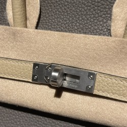 【エルメス】バーキン 25 トゴ革 8F エタン ×S2 トレンチ ラスバーニッシュシルバー｜ベージュグリーンとグレーブルーのツートン マットな高級感