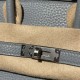 【エルメス】バーキン 25 Tc 革 J7 ブルーラン ×D0 ベージュドゥワイマール シルバー金具｜柔らかな質感と落ち着いたブルー × ベージュ ハイクラス日常バッグ