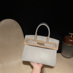 4Z  ゴールド金具 4Z /Gris Mouette  グリムエット エルメスバーキンオーストリッチ 25センチ 高級カスタムメイド Birkin 30cm 南アフリカ KK オーストリッチ 
