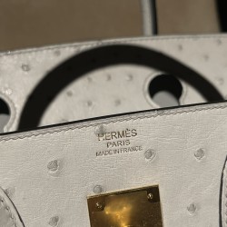 4Z  ゴールド金具 4Z /Gris Mouette  グリムエット エルメスバーキンオーストリッチ 25センチ 高級カスタムメイド Birkin 30cm 南アフリカ KK オーストリッチ 