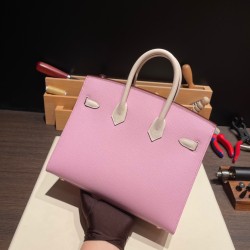 エルメスバーキン 25 外縫い  モーヴシルベストルx クレ&9 Mauve Sylvestre 10 Craie 全手縫いbirkin25-w001