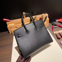 エルメスバーキン 25 外縫い 89 Black (Noir) ブラック全手縫いbirkin25-w012