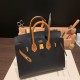 エルメスバーキン 25 外縫い ブラック X ゴールド89 Black (Noir) 37 Gold  全手縫いbirkin25-w023