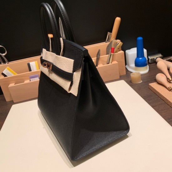 エルメスバーキン 25 外縫い ブラック 89 Black (Noir) 全手縫いbirkin25-w029