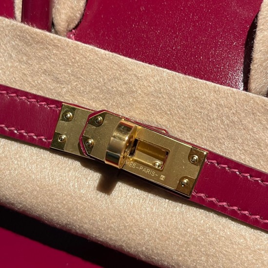 エルメスバーキン 25 外縫いルージュアッシュ55 /Rouge H Gold Hardware 全手縫いbirkin25-w036