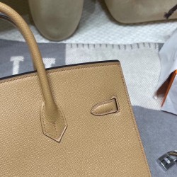 【大人の落ち着き】バーキン 25cm 外縫い Birkin 25cm Sellier 外縫いEpsom 0M / チャイ  シルバー金具 全手縫い 未使用保存品 ヴォーエプソン Epsom