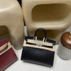 【永遠の定番】Hermès 25 Birkin Sellier Box 皮 89 / ブラック  シルバー金具 全手縫い  Box  ボックスカーフ