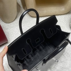 【永遠の定番】Hermès 25 Birkin Sellier Box 皮 89 / ブラック  シルバー金具 全手縫い  Box  ボックスカーフ
