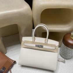 【透き通る若さ】Hermès Birkin Sellier 外縫いEpsom 10 / クレ  シルバー金具 全手縫い ヴォーエプソン Epsom