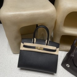 【若々しいシャープデザイン】Hermès 30 Birkin Sellier 外縫いEpsom 89 / ブラック ゴールド金具 ヴォーエプソン Epsom