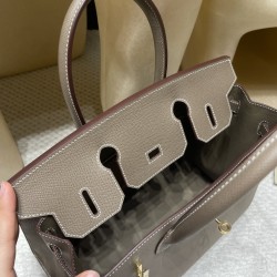 【若々しさと大人の落ち着き】Hermès 30 Birkin Sellier 外縫いEpsom 18 / エトゥープ ゴールド金具 ヴォーエプソン Epsom