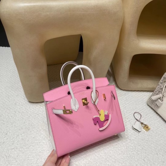 【夢のカラーコンボ】Hermès 25 Birkin Sellier 外縫いEpsom 5P / ピンク ×01 / ホワイト 反線 ゴールド金具 未使用保存品 ヴォーエプソン Epsom 【夢のカラーコンボ】Hermès 25 Birkin Sellier 外縫いEpsom 5P / ピンク ×01 / ホワイト 反線 ゴールド金具 未使用保存品 ヴォーエプソン Epsom